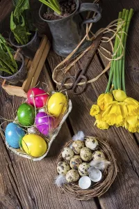Decorated Easter Eggs Stampe: Colourful easter eggs