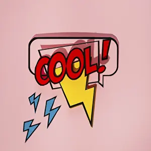 Thunderstorm Mood Image Stampe: Comic speech bubble with expression text cool thunderbolt element