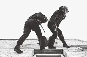 SWAT Team Exercises Stampe: Two commandos train at the base