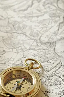 Adventure Expedition Stampe: Compass and Map