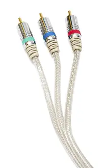 White Studio Background For Text Stampe: Component video cable on a white background