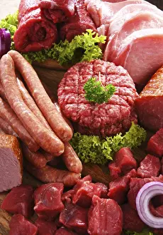 High Calorie Meals Stampe: Composition with assorted meat products