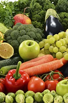 Raw Organic Vegetables Stampe: Composition with assorted raw organic vegetables