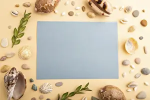Green Boxwood Decoration Stampe: Composition with blue paper sheet