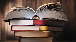 University College Scene Stampe: Composition with books on the table