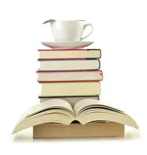 Educational Institution Images Stampe: Composition with books on the table