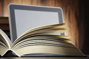 Composition With Books Stampe: Composition with books and tablet computer