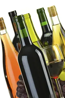 Deserted Restaurant Stampe: Composition bottles of wine of different sort