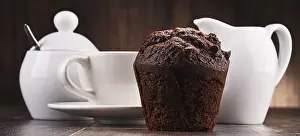 Hot Beverage Images Stampe: Composition with cup of coffee and muffin