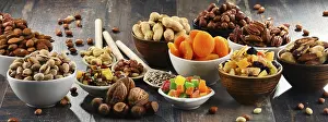 Balanced Diet Food Stampe: Composition with dried fruits and assorted nuts