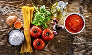 Food Photography Studio Setup Stampe: Composition with dried spaghetti