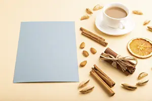 Coffee Tableware Setup Stampe: Composition with gray paper sheet