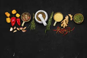 Mixed Spices Stampe: Composition with mixture of peppers