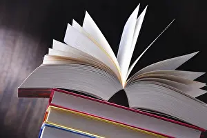 Composition With Open Book Stampe: Composition with open book on the table