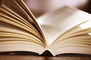 Composition With Open Book Stampe: Composition with open book on the table
