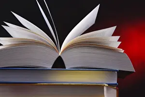 Religious Text Illustration Stampe: Composition with open book on the table