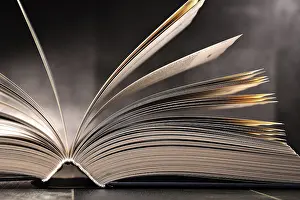 Composition With Open Book Stampe: Composition with open book on the table