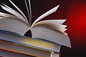 Religious Text Reference Books Stampe: Composition with open book on the table