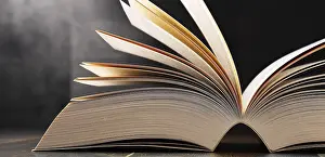 Composition With Open Book Stampe: Composition with open book on the table
