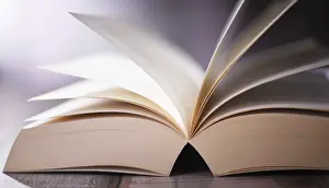 Composition With Open Book Stampe: Composition with open book on the table