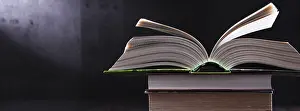 Composition With Open Book Stampe: Composition with open book on the table