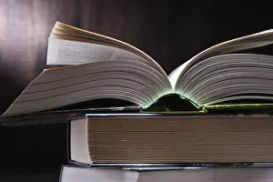 Composition With Open Book Stampe: Composition with open book on the table