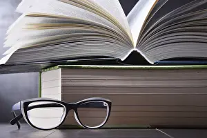 Composition With Open Book Stampe: Composition with open book on the table