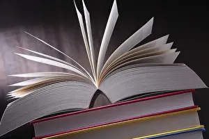 Composition With Open Book Stampe: Composition with open book on the table
