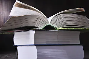 Composition With Open Book Stampe: Composition with open book on the table