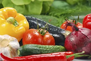 Raw Vegetable Composition Stampe: Composition with raw vegetables