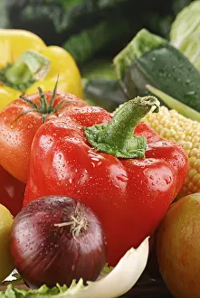 Healthy Breakfast Meal Stampe: Composition with raw vegetables