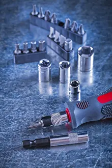 Handicraft Construction Tools Stampe: Composition of screwdriver with replaceable heads