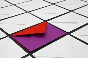 Glazed Tile Background Image Stampe: Composition with white and colored envelopes on the table