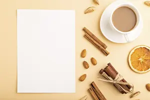 Flat Lay Studio Shot Stampe: Composition with white paper sheet