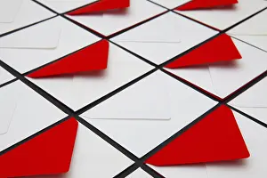 Glazed Tile Background Image Stampe: Composition with white and red envelopes on the table