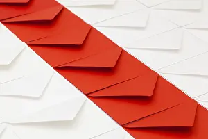 Empty Office Table Stampe: Composition with white and red envelopes on the table