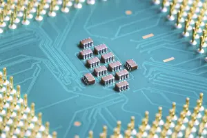 Computer Hardware Component Stampe: Computer chip cpu, close up, Computer technology