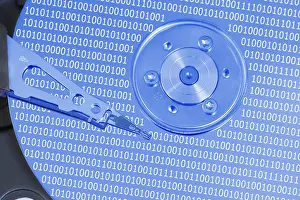 Compact Disc Technology Stampe: Computer hard disk drive with read-write head on the disk
