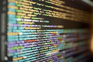 Data Security Risk Stampe: Computer html code on screen