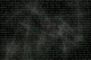 Computer Crime Prevention Stampe: Computer matrix with word security
