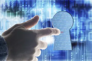 Secure Data Protection Concept Stampe: Concept for cracking a password or software code