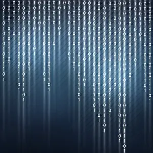 Symbolic Protection Image Stampe: Conceptual background image with binary code