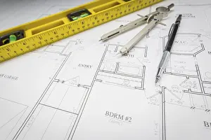 DIY Home Improvement Tools Stampe: Construction level, engineer pencil