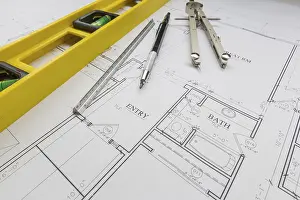 Custom House Plans Stampe: Construction level, engineer pencil