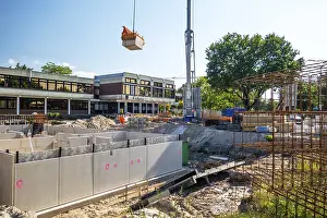 German Town Hall Architecture Stampe: Construction site, start of structural work