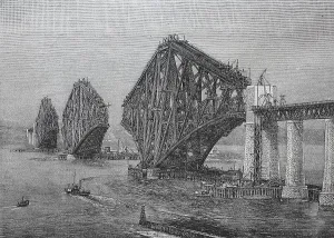 Scottish Landmark Photography Stampe: Construction of the The Forth Bridge