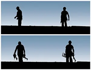 Hard Hat Stampe: Construction workers work on building site