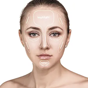 Highlighter Cosmetics Stampe: Contour and highlight tutorial makeup