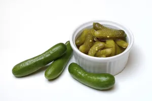German Produce Stampe: Cornichons in shell and young cucumbers
