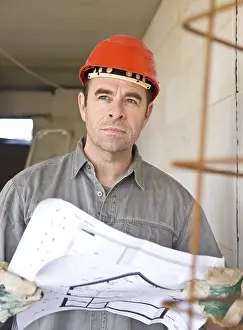 Construction Worker Stampe: Craftsman at work